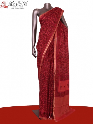 Pure Floral Zari Crepe Silk Saree